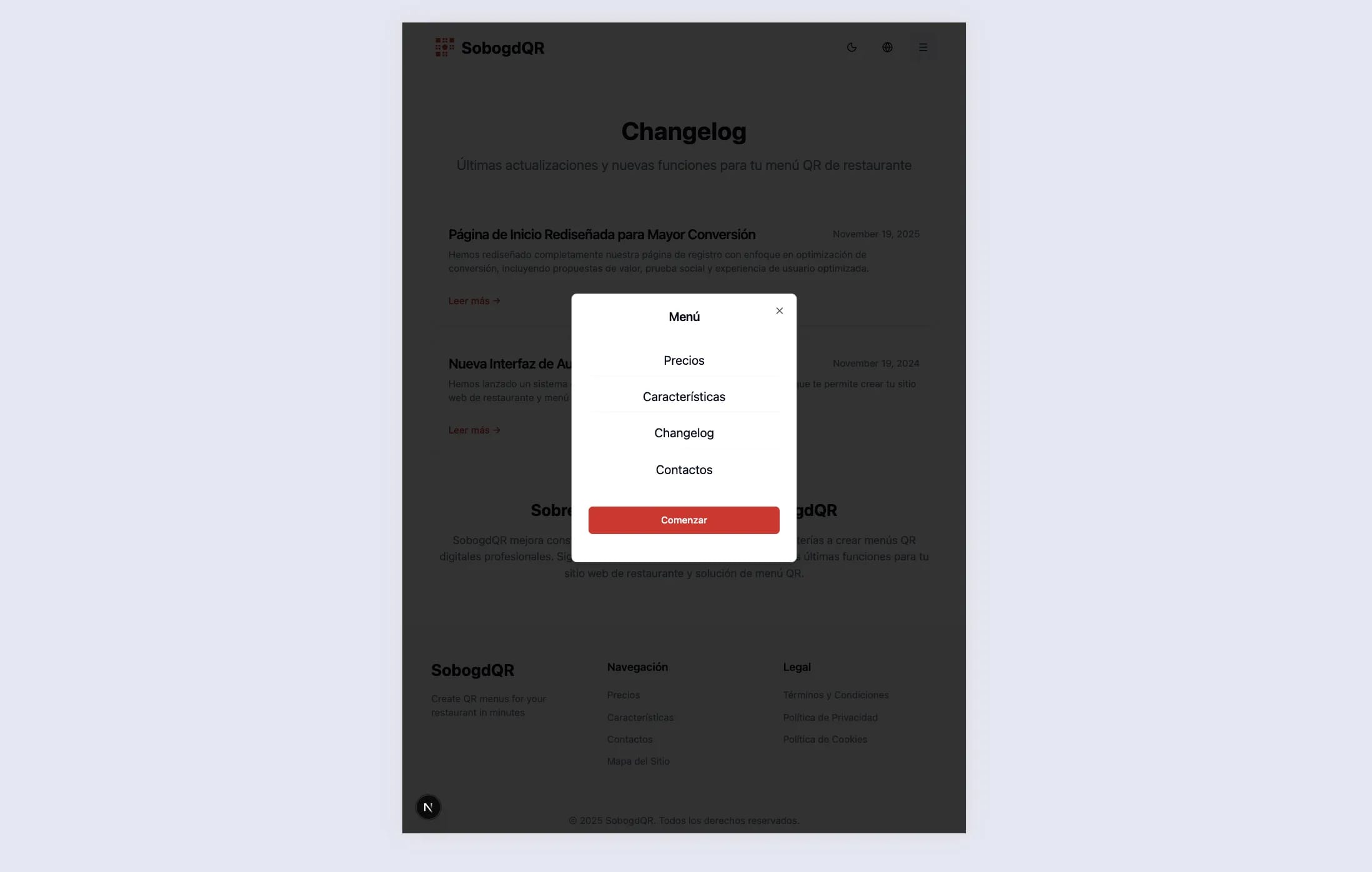 Optimized signup flow for free restaurant website creation