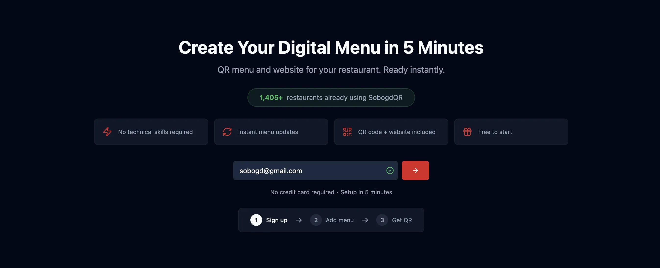 Nueva página de inicio de SobogdQR con propuestas de valor y prueba social