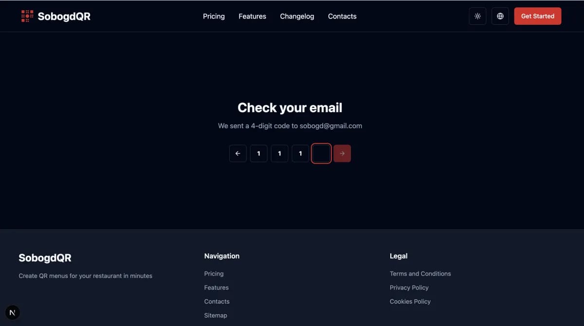 OTP verification step of SobogdQR authentication